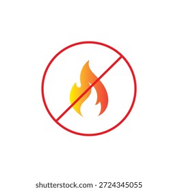 Vector de icono de signo de advertencia prohibido por fuego. No hay estilo de línea de icono de advertencia de seguridad contra incendios. No hay Vector abierto del icono de la seguridad contra incendios de la llama. Icono de símbolo prohibido