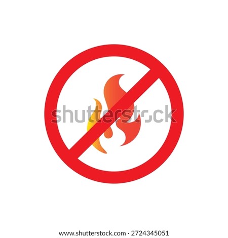 Fire Prohibited Warning Sign Icon Vector. No Fire Safety Warning Icon Line Style. No Open Flame Fire Safety Icon Vector. Prohibited Symbol Icon