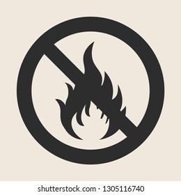 Fire prohibition sign. Isolated white background. Vector icon.