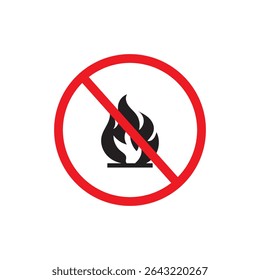 fire prohibition sign vector on white background