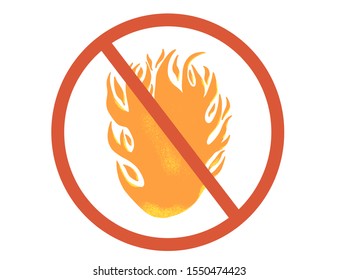 Fire prohibitory sign isolated on white background. Vector color illustartion.