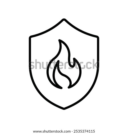 fire protect shield icon line vector design isolated background