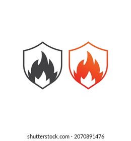 Fire protect, shield. Vector icon template