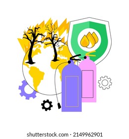Ilustración vectorial de concepto abstracto de protección contra incendios. Sistema de alarma contra incendios, equipo de seguridad, protección contra emergencias de construcción, detector de humo, solución de advertencia, metáfora abstracta de dispositivo de pulverización de agua.