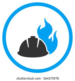 Fire Protection Helmet vector icon. Style is bicolor flat symbol, blue and gray colors, rounded angles, white background.