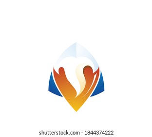 Fire protection icon logo design template