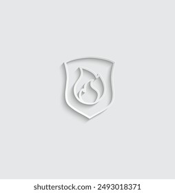 fire protection icon shield with flame icon