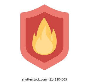 Icono de protección contra incendios. Escuche con la señal de fuego. Seguridad contra incendios, extinción de incendios, llama, alerta, concepto inflamable. Ilustración plana del vector