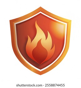 Fire protection icon. Vector fire shield. Flame sign. illustration vector and white background.