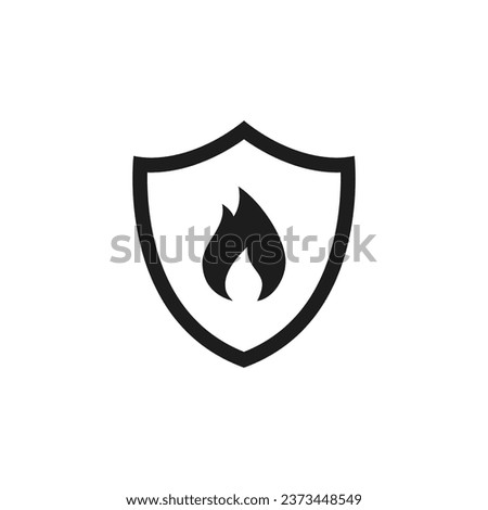 Fire protection icon. Vector fire shield. Flame protection sign symbol.