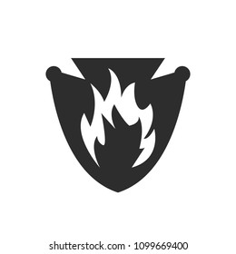 Fire protection icon.fire icon and shield. 