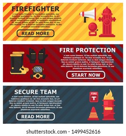Fire protection. Fire safety. Fire extinguisher aimed at the fire. Vector illustration flat design. Place to describe instructions. Protection from flame. Show training instructions.