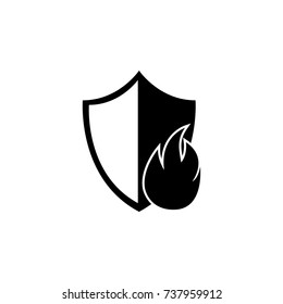 Fire protection, fire shield icon on white background