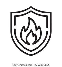 Fire protection shield icon for safety design