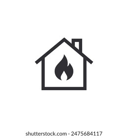 Fire protection. Fire sign. Flame sign. Security icon. Protection icon. Fire safety. Fire extinguishing system. Flame sign. Alert sign. Combustion protection. Home icon. Home protection. Warm 