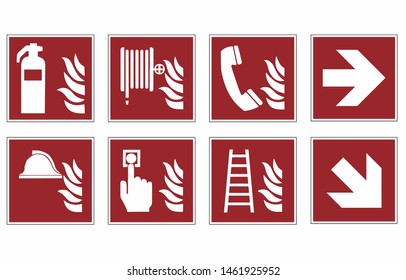 fire protection signs - emergency pictogram  set