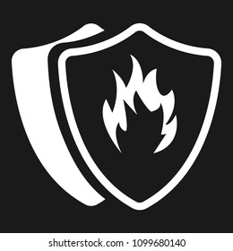 Fire protection.fire icon and shield. 