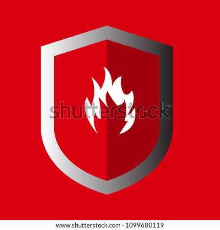 Fire protection.fire icon and shield. 