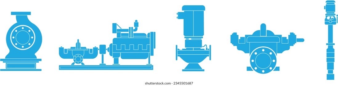 fire pump icons, industrial water pump icons