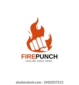 Fire punch. punch and flame negative space logo vector icon illustration