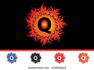 Fire Q Letter Logo And Icon Design Template