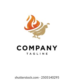 Fire Quail combination logo icon vector.