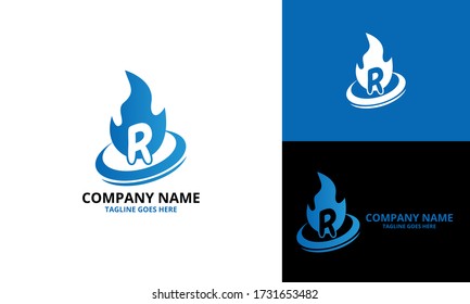 Design-Vorlage für das Brandzeichen R. Illustrationsvektorgrafik. Design Concept fire mit Initial R Letter Logo Design. Perfekt für Firmen-, Technologie-, Initial-, Community- und mehr Technologie-Marken
