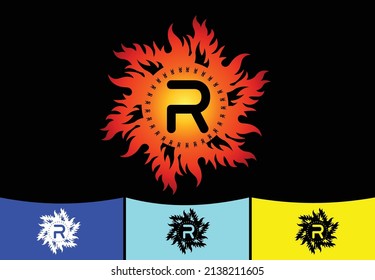 Fire R letter logo and icon design template