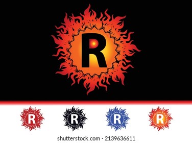 Fire R Letter Logo And Icon Design Template