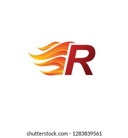 Fire R Letter Logo On White Background