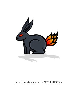 Fire Rabbit Illustration with Color