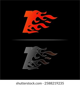 Fire racing logo template number 1 Fast racing design concept with dots