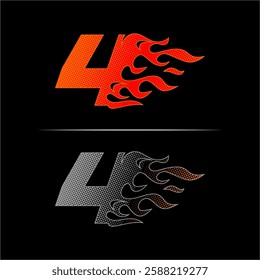 Fire racing logo template number 4 Fast racing design concept with dots