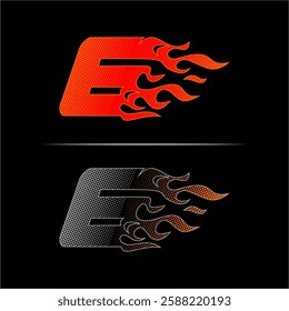 Fire racing logo template number 6 Fast racing design concept with dots