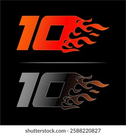 Fire racing logo template number 10 Fast racing design concept with dots