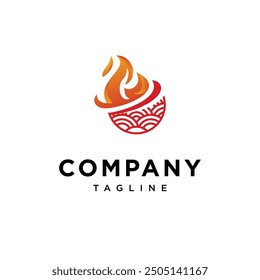 Fire Ramen combination logo icon vector