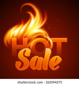 Fire realistic background. Hot sale. Vector illustration 