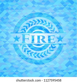 Fire realistic sky blue mosaic emblem