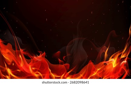 Fondo rojo fuego, ilustración de Arte vectorial.