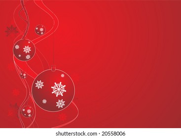 Fire red christmas globes with white snowflakes