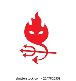 Fire red demon vector icon. Flame devils vector