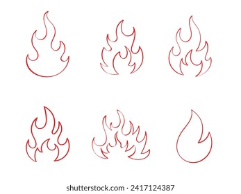 Fire. Red flame in abstract style vector hand drawn