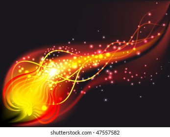 Fire red flower with sparks