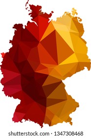 Fire red Germany Map in Low Poly Style on isolated white background. German area in Polygonal diamond style for your design.