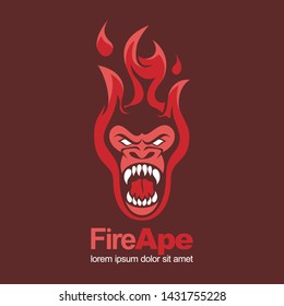 
Fire Red Hot Ape Monkey Angry Mascot Logo