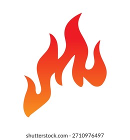 Icono rojo del fuego en estilo plano, muestra aislada simple.