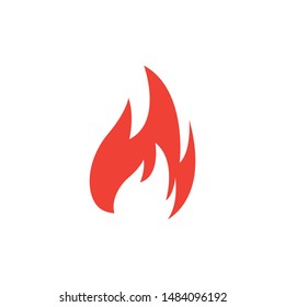 Fire Red Icon On White Background. Red Flat Style Vector Illustration.