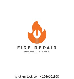 fire repair negative space logo design