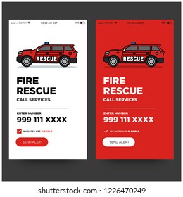 Fire Rescue App with SUV UX and UI For Phone Screen