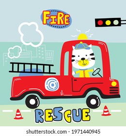 fire rescue funny animal cartoon
